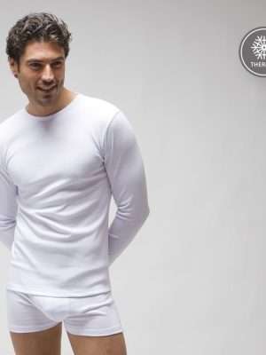 Camiseta Interior Térmica Blanca para Hombre – Manga Larga, Suave y Ajustada modelo 7430
